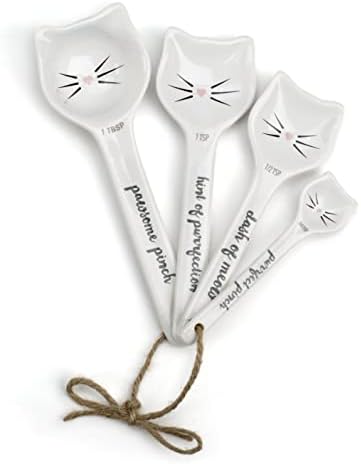  White Ceramic Dog Themed Kitchen Utensils: Measuring Cups And Spoons, Spoon Rest For Countertop - Cute Kitchen Accessories (Dog Measuring Spoons)