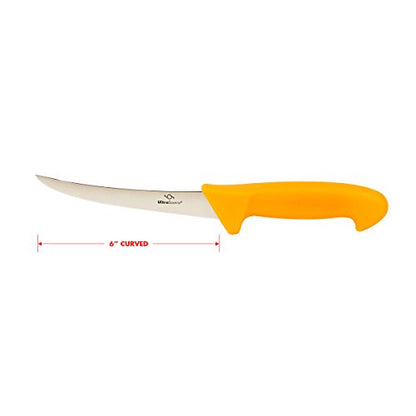  449029 Boning Knife, 6" Curved/Semi-Flexible Blade, Polypropylene Handle, Orange