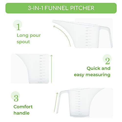  Tofu Funnel Pitcher For Soap Making, Large Capacity Easy Pour Container With Long Spout, Soap Making Supplies, Bakeware Mold, Candle, Microwave Safe, 4 Cups, 32 Ounces, 1000 Ml - Set Of 4
