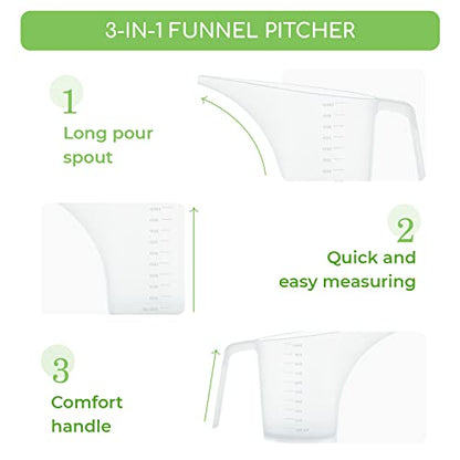  Tofu Funnel Pitcher For Soap Making, Large Capacity Easy Pour Container With Long Spout, Soap Making Supplies, Bakeware Mold, Candle, Microwave Safe, 4 Cups, 32 Ounces, 1000 Ml - Set Of 3