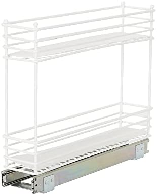  Narrow Sliding Cabinet Organizer, Two Tier Chrome Organizer, Chrome, Great For Slim Cabinets In Kitchen, Bathroom And More