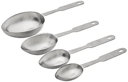  Stainless Steel 4 Pc Measuring Cup Scoop Shaped Set Metric Equivalents