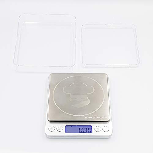  Reflex 500g / 0.01g Digital Pocket Wireless Smart Food Kitchen Scale Grams And Ounces USB Rechargeable, Portable, Accurate, Metal Stainless Steel Surface, Keto Calculator, Baking, Counter, Reloading