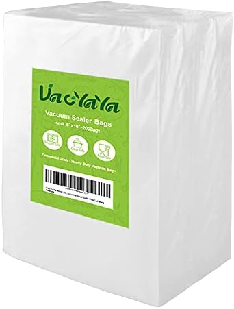  4mil 200 Quart Size 8 X 12 Inch Vacuum Sealer Freezer Storage Machine Bags For Food,Vac Seal A Meal Bags With BPA Free And Commercial Grade Sous Vide Vac Seal Safe PreCut Bag