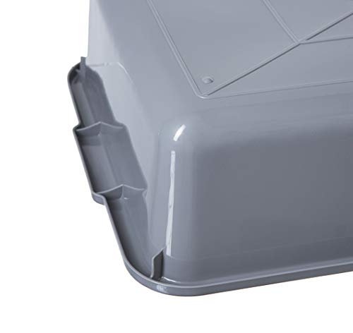  4-Pack Commercial Bus Tubs 8L, Grey Plastic Bus Box/Tote, Bus Wash Dish Basin Pans