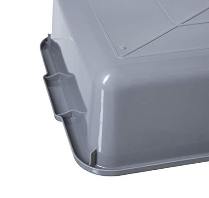  4-Pack Commercial Bus Tubs 8L, Grey Plastic Bus Box/Tote, Bus Wash Dish Basin Pans