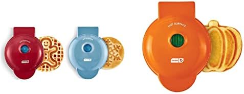 Dash Ash Mini Waffle Maker (2 Pack) For Individual Waffles Hash Browns, Keto Chaffles With Easy To Clean, Non-Stick Surfaces, 4 Inch, Halloween, Orange