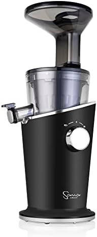  Ana 848 Easy Clean Vertical Juicer - Low Speed 43 RPM - Quiet - 15 Year Warranty Carrots Celery Wheatgrass Greens (Matte Black)
