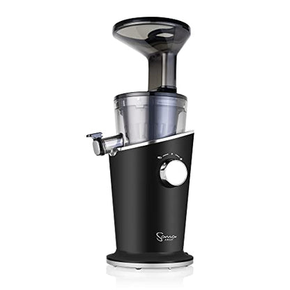  Ana 848 Easy Clean Vertical Juicer - Low Speed 43 RPM - Quiet - 15 Year Warranty Carrots Celery Wheatgrass Greens (Matte Black)