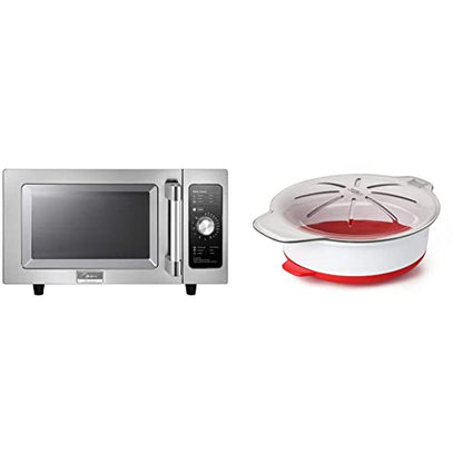  1025F0A Stainless Steel Countertop Commercial Microwave Oven, 1000W & OXO Good Grips Microwave Egg Cooker,White