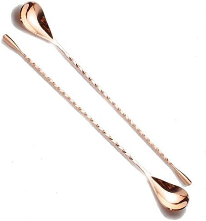  2 Pcs Mixing Bar Spoon 12 Inches 18/10 Stainless Steel Spiral Pattern Morphine Bartender Whiskey Cocktail Shaker Spoon