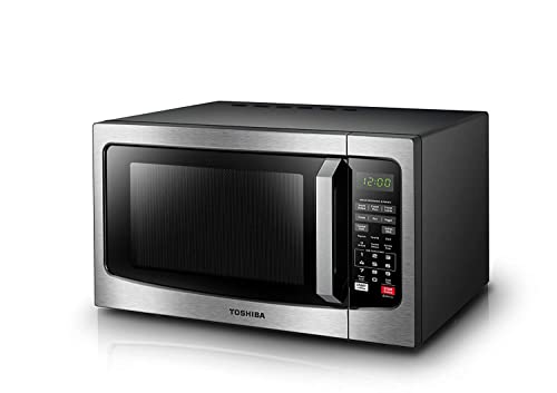 RCA RFR786-BLACK 2 Door Apartment Size Refrigerator With Freezer, 7.5 Cu. Ft, Retro Black & TOSHIBA EM131A5C-SS Countertop Microwave Oven, 1.2 Cu Ft With 12.4" Turntable, 1100W