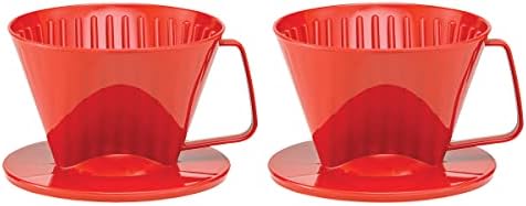  Pour-Over Reusable Coffee Brewing Cone With Gold-Toned Mesh Permanent Coffee Filter, Number 4-Size, Black