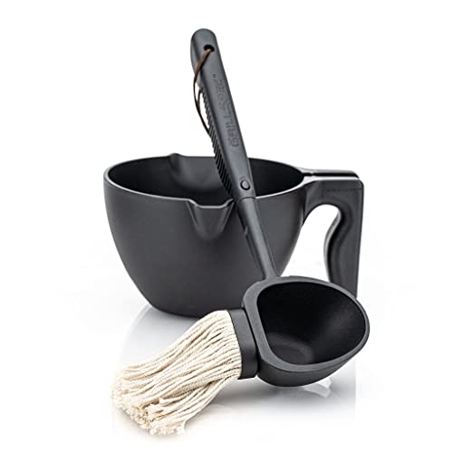  Tomahauk Ultimate Sauce Delivery System - Ladle Spoon Silicon Brush Boar Bristle Brush Mop Brush Basting Brush Pastry Brush With Sauce Bowl Grilling Gifts For Dad Men