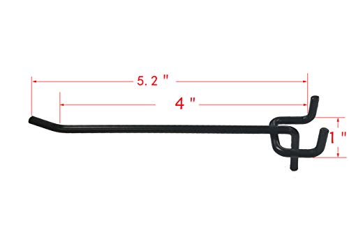  FixtureDisplays® 20PK 4" Metal Hook Metal Pegwall Wire Hook Black Wire Hook For Metal Pegboard 18477-20PK-NF