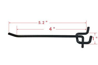  FixtureDisplays® 20PK 4" Metal Hook Metal Pegwall Wire Hook Black Wire Hook For Metal Pegboard 18477-20PK-NF