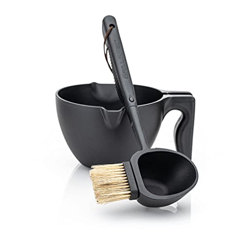  Tomahauk Ultimate Sauce Delivery System - Ladle Spoon Silicon Brush Boar Bristle Brush Mop Brush Basting Brush Pastry Brush With Sauce Bowl Grilling Gifts For Dad Men