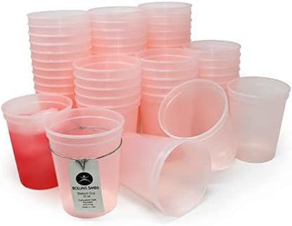  16 Oz Reusable Plastic Stadium Cups, Bulk 50 Pk, USA Made, BPA-Free Dishwasher Safe Plastic Tumblers, Light Pink