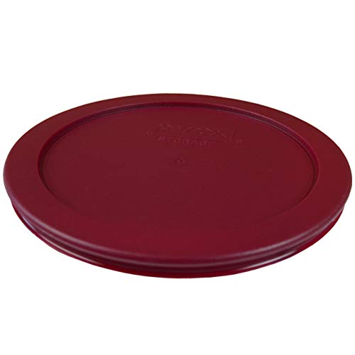 Pyrex 7201-PC Sangria Dark Red Burgundy Round Plastic Food Storage Replacement Lid, Made In USA - 4 Pack