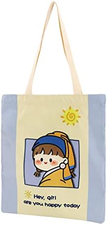  Canvas Tote Bag Aesthetic For Women Graphic Tote Bag With Zipper Cute Canvas Bags With Pockets
