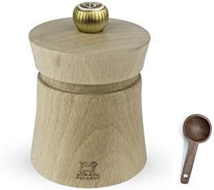 Peugeot Baya Natural Salt Mill Gift Set 3", Chocolate With Wood Spice Scoop