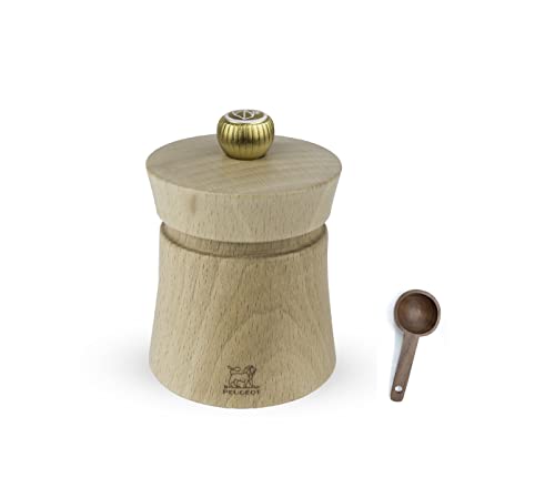 Peugeot Baya Natural Salt Mill Gift Set 3", Chocolate With Wood Spice Scoop