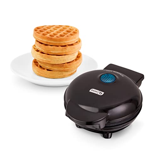 Dash Mini Maker Electric Round Griddle & Other On The Go Breakfast, Lunch & Snacks With Indicator Light + Included Recipe Book - Aqua,4 Inch & Mini Maker, Hash Browns, Keto Chaffles, 4 Inch, Black