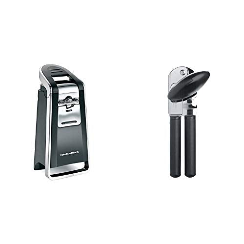 Hamilton Beach Smooth Touch Electric Automatic Can Opener With Easy Push Down Lever, Use With All Standard-Size And Pop-Top Lids & OXO Good Grips Soft-Handled Can Opener,Black,None