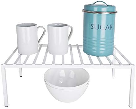  Smart Design Premium Cabinet Storage Shelf Rack - Large - 8.5 X 16 Inch - Steel Metal - Rust Resistant - Cupboard, Plate, Dish, Cup, Bathroom Counter And Pantry Organization Riser - Kitchen - Bronze