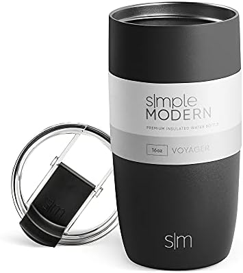  Travel Coffee Mug Tumbler With Flip Lid | Reusable Insulated Stainless Steel Cold Brew Iced Coffee Cup Thermos | Gifts For Women Men Him Her | Voyager Collection | 16oz | Almond Birch