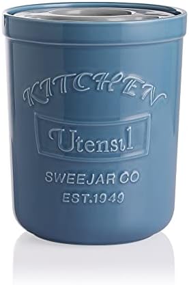  Kitchen Utensil Holder, 7.2" Ceramic Utensil Crock For Cooking Countertop, Housewarming, Wedding, Birthday Gift (Gray)
