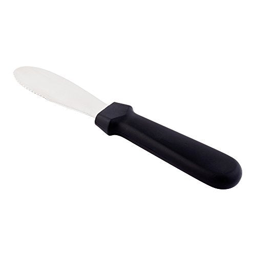  Met Lux 8.8 Inch X 1.3 Inch Butter Spreader, 1 Dishwasher-Safe Sandwich Spreader - Plastic Handle, Corrosion-Resistant, Black Stainless Steel Spreading Knife, For Slicing Or Spreading - Restaurantware