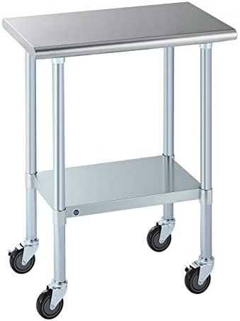  OCKPOINT Stainless Steel Table For Prep & Work With Backsplash 60x24 Inches, NSF Metal Commercial Kitchen Table With Adjustable Under Shelf And Table Foot For Restaurant, Home And Hotel