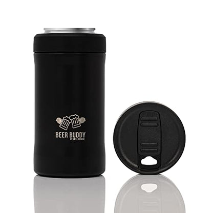  Grill Rescue​ Insulated Can Holder – Vacuum-Sealed Stainless Steel – Beer Bottle Insulator For Cold Beverages – Thermos Beer Cooler ​Suited For Any Size​ Drink - One Size Fits All (Matte Black)
