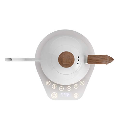  Artisan Electric Gooseneck Kettle, 1 Liter, For Pour Over Coffee, Brewing Tea, LCD Panel, Precise Digital Temperature Selection, Flash Boil And Keep Warm Settings (Pearl All White)