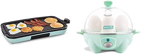 Dash Deluxe Everyday Electric Griddle With Dishwasher Safe Removable Nonstick Cooking Plate For Pancakes, Burgers, Eggs And More, Includes Drip Tray + Recipe Book, 20” X 10.5”, 1500-Watt - Aqua