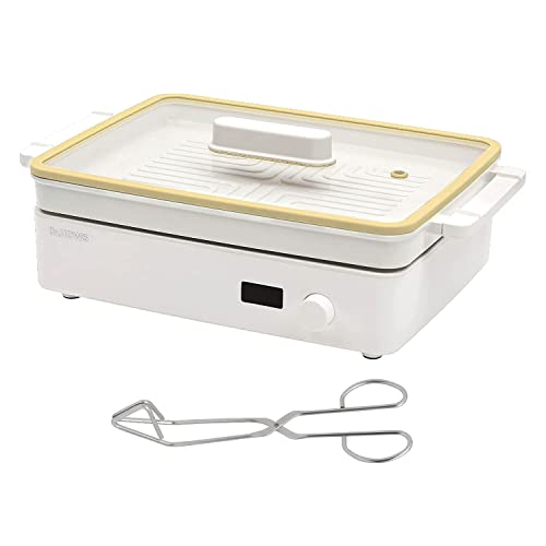  Dr.HOWS Shabu Shabu Hotpot, Barbecue And Grill Cookware Set - Doran Doran Multi Cooker YELLOW With Young Stain SIMPLE Triangle Wire Tongs For Party, Family And Friend Gathering
