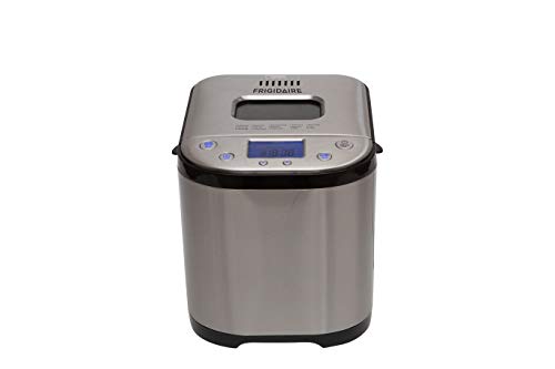  FRIGIDAIRE Bread Maker Machine With Nonstick Bowl, Bread Hook, Measuring Cup & Spoon. 15-in-1, Gluten-Free Bread, Cake& Yogurt, 3 Crust Colour Options And More. 3 Loaf Sizes. 2LB XL- Stainless Steel