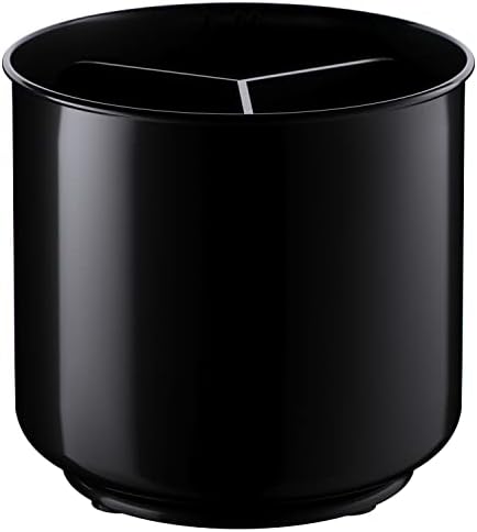  Rotating Plastic Extra Large Utensil Holder Crock With Weighted Base, Removable Divider, And Gripped Insert - Dishwasher Safe Kitchen Utensil Holder For Kitchen Counter: Cooking Black Utensil Caddy