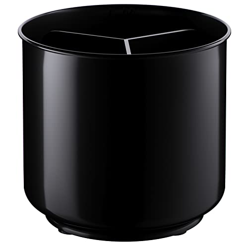  Rotating Plastic Extra Large Utensil Holder Crock With Weighted Base, Removable Divider, And Gripped Insert - Dishwasher Safe Kitchen Utensil Holder For Kitchen Counter: Cooking Black Utensil Caddy
