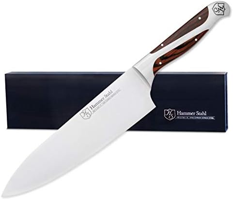  8-Inch Chef Knife - High Carbon German Forged Steel - Professional Kitchen Knife - Ergonomic Quad-Tang Pakkawood Handle