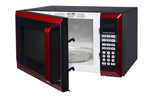  0.9 Cu. Ft. Countertop Microwave Oven, 900 Watts, Red Stainless Steel