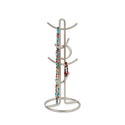  Euro Large 8 Holder, Mug Tree, Mugs & Tea Cup Storage Rack, Coffee Counter Bar Accessory & Kitchen Countertop Organizer, Satin Nickel