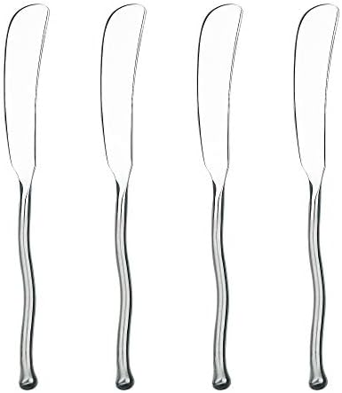  4-Piece Spreader Knife Matte/Polished Metal Flatware Serving Set, Stainless Steel, Cheese And Butter Spreading Knives, Dishwasher Safe