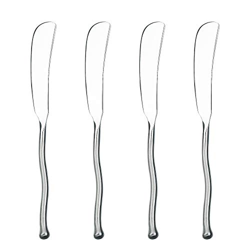  4-Piece Spreader Knife Matte/Polished Metal Flatware Serving Set, Stainless Steel, Cheese And Butter Spreading Knives, Dishwasher Safe