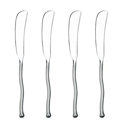  4-Piece Spreader Knife Matte/Polished Metal Flatware Serving Set, Stainless Steel, Cheese And Butter Spreading Knives, Dishwasher Safe