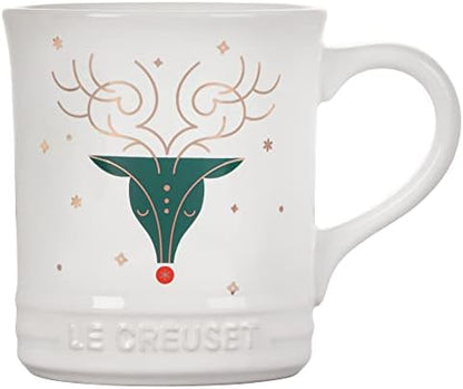 Le Creuset Stoneware Noel Collection: Santa Mug, 14 Oz, White W/Applique