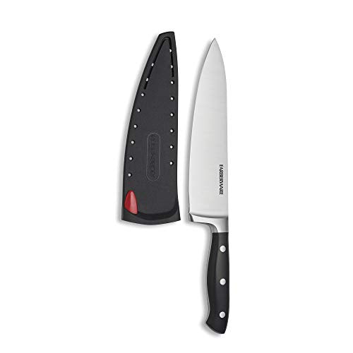  Edgekeeper 8-Inch Forged Triple Riveted Chef Knife With Self-Sharpening Blade Cover, High Carbon-Stainless Steel Kitchen Knife With Ergonomic Handle, Razor-Sharp Knife, Black