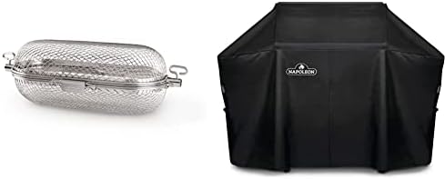  Napoleon 64000 Rotisserie Basket Grill Accessory, Stainless Steel & Barbecue Grill Accessory 62059 - Bristle-Free Triple-Row Grill Brush With Rolled Stainless Steel - BBQ Grill Maintenance Accessory