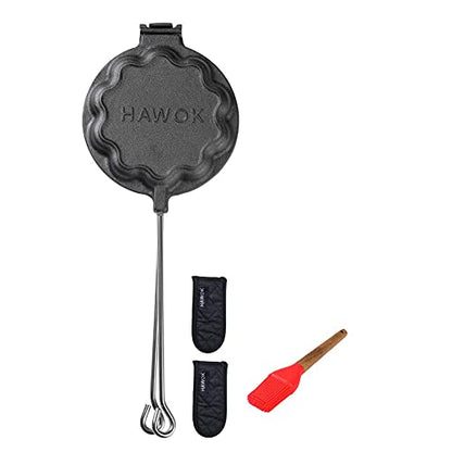  Cast Iron Waffle Heart Shape Maker With Handle Hoder And Basting Brush…